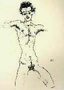 Egon Schiele Nude Self Portrait painting